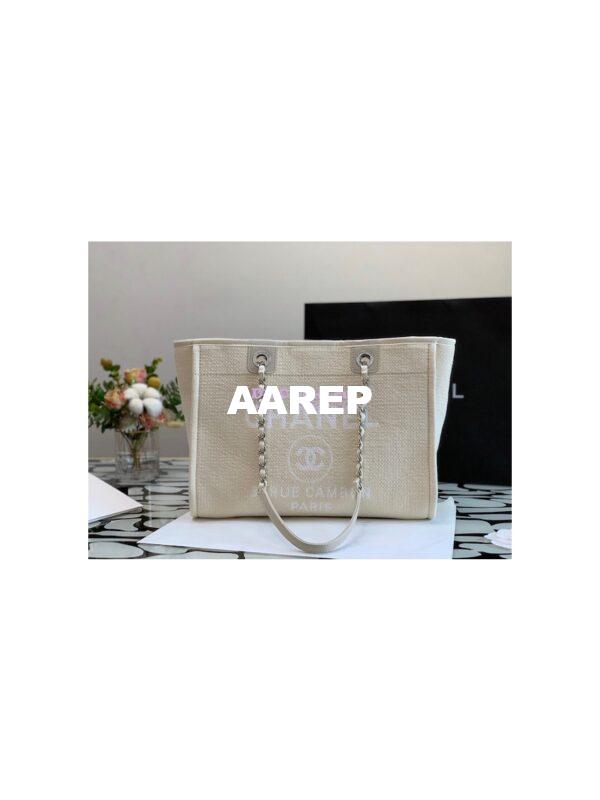 Replica Chanel Small 2 in 1 Mixed Fibers & Woolen Deauville Bag A67001 Beige 4