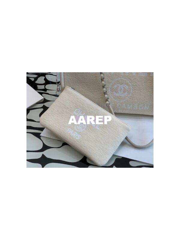 Replica Chanel Small 2 in 1 Mixed Fibers & Woolen Deauville Bag A67001 Beige 5