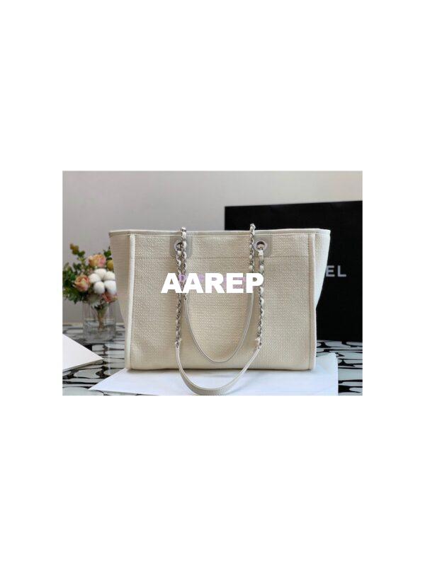 Replica Chanel Small 2 in 1 Mixed Fibers & Woolen Deauville Bag A67001 Beige 10