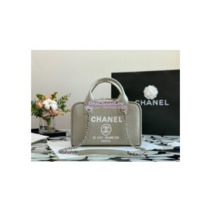 Replica Chanel Bowling Mixed Fibers & Woolen Deauville Bowling Bag A92749 Grey