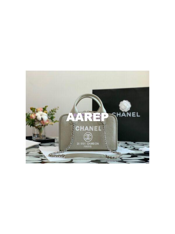 Replica Chanel Bowling Mixed Fibers & Woolen Deauville Bowling Bag A92749 Grey 3