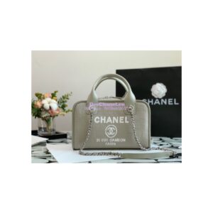 Replica Chanel Bowling Mixed Fibers & Woolen Deauville Bowling Bag A92749 Grey 2
