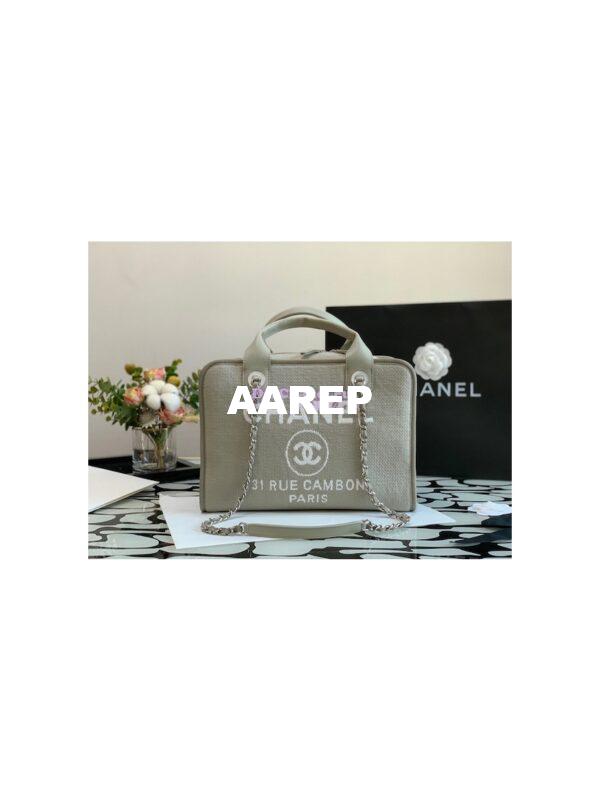 Replica Chanel Bowling Mixed Fibers & Woolen Deauville Bowling Bag A92749 Grey 11