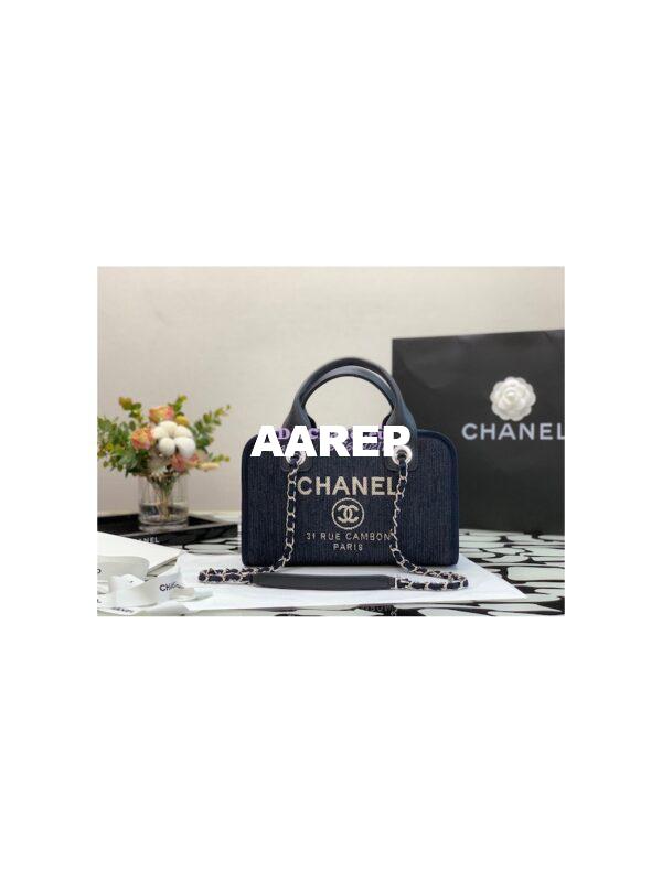Replica Chanel Bowling Mixed Fibers & Woolen Deauville Bowling Bag A92749 Blue