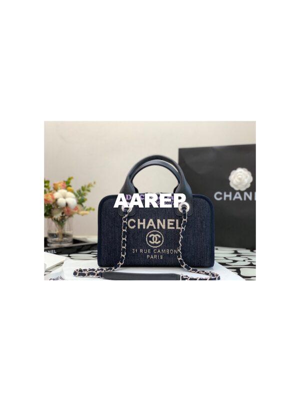 Replica Chanel Bowling Mixed Fibers & Woolen Deauville Bowling Bag A92749 Blue 2