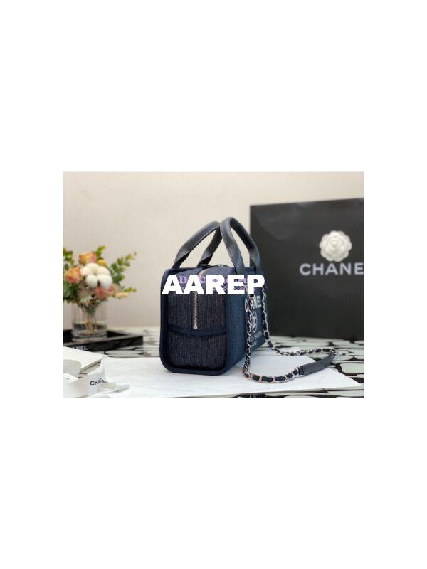 Replica Chanel Bowling Mixed Fibers & Woolen Deauville Bowling Bag A92749 Blue 3