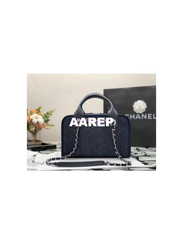 Replica Chanel Bowling Mixed Fibers & Woolen Deauville Bowling Bag A92749 Blue 8