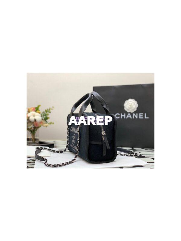 Replica Chanel Bowling Mixed Fibers & Woolen Deauville Bowling Bag A92749 Black 4