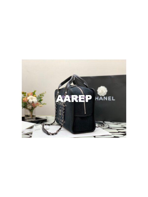 Replica Chanel Bowling Mixed Fibers & Woolen Deauville Bowling Bag A92749 Black 10