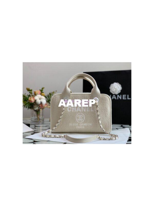 Replica Chanel Bowling Mixed Fibers & Woolen Deauville Bowling Bag A92749 Beige 2