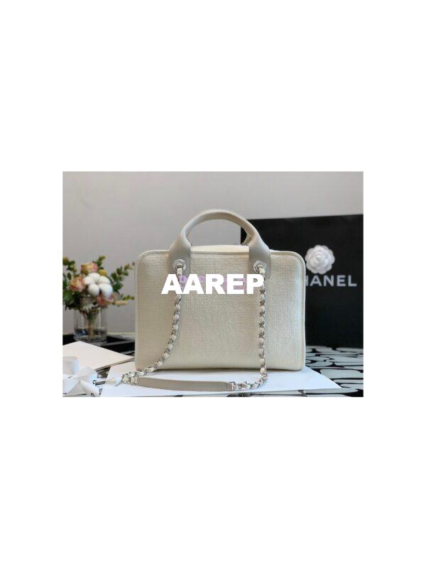 Replica Chanel Bowling Mixed Fibers & Woolen Deauville Bowling Bag A92749 Beige 13