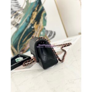 Replica Chanel Quilted Small Classic Flap Black Lambskin Bag with Pink Gold Hardware 2