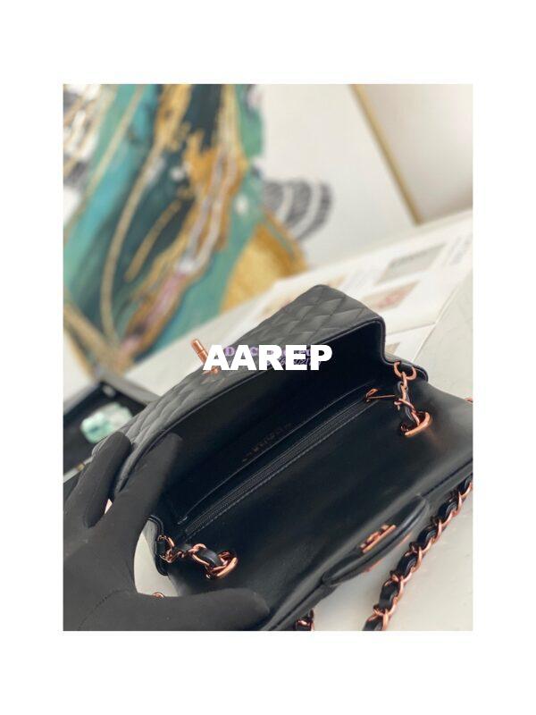 Replica Chanel Quilted Small Classic Flap Black Lambskin Bag with Pink Gold Hardware 10