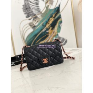 Replica Chanel Quilted Small Classic Flap Black Caviar Bag with Pink Gold Hardware