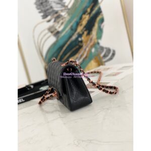 Replica Chanel Quilted Small Classic Flap Black Caviar Bag with Pink Gold Hardware 2