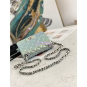 Replica Chanel Mini Classic Flap CF Bag 17cm in Iridescent Lambskin Silver 2