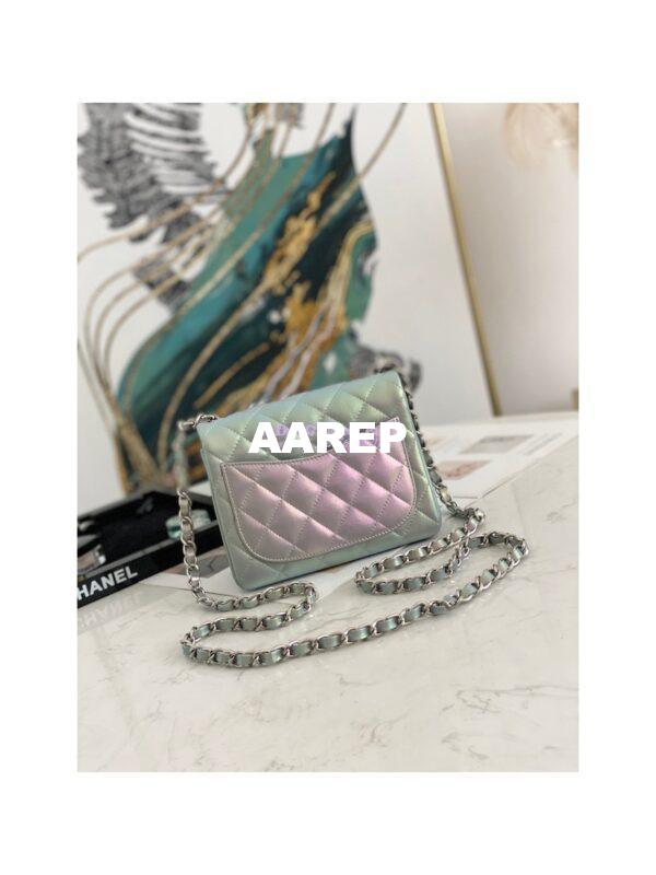 Replica Chanel Mini Classic Flap CF Bag 17cm in Iridescent Lambskin Silver 6