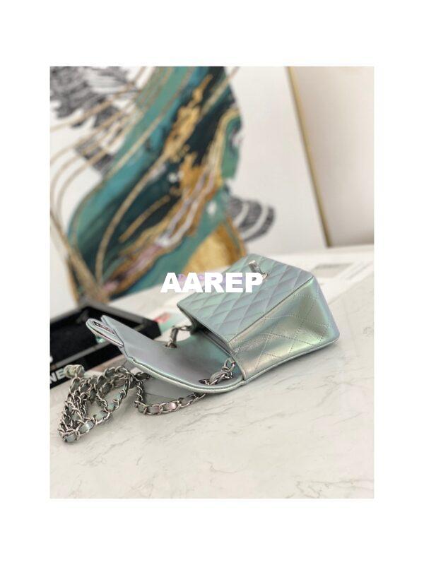 Replica Chanel Mini Classic Flap CF Bag 17cm in Iridescent Lambskin Silver 7