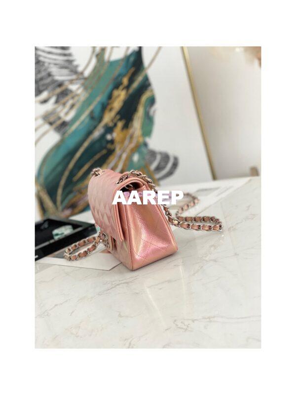 Replica Chanel Mini Classic Flap CF Bag 17cm in Iridescent Lambskin Pink 2