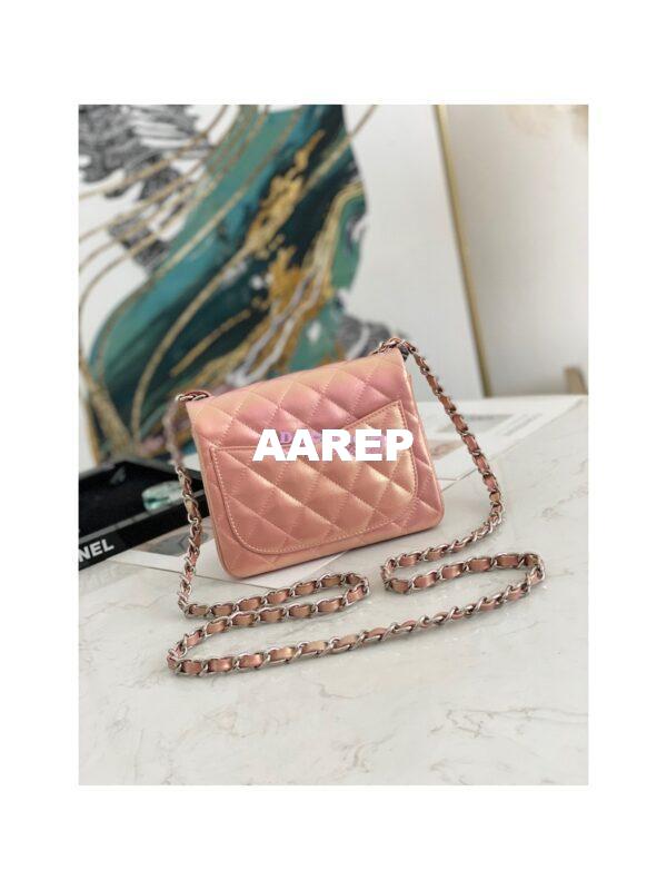 Replica Chanel Mini Classic Flap CF Bag 17cm in Iridescent Lambskin Pink 6