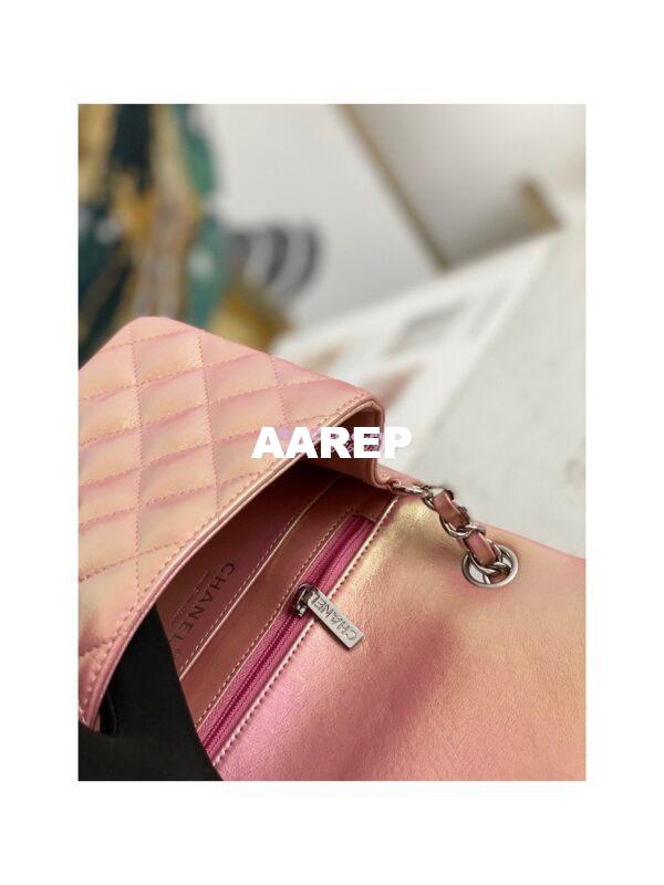 Replica Chanel Mini Classic Flap CF Bag 17cm in Iridescent Lambskin Pink 9