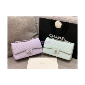 Replica Chanel CF 1112 Quilted Medium Classic Flap Bag in Grained Calfskin Light Blue