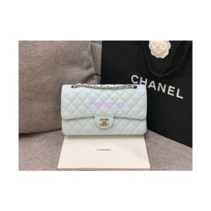 Replica Chanel CF 1112 Quilted Medium Classic Flap Bag in Grained Calfskin Light Blue 2