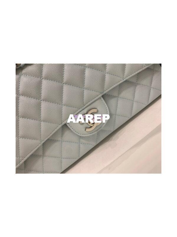 Replica Chanel CF 1112 Quilted Medium Classic Flap Bag in Grained Calfskin Light Blue 7