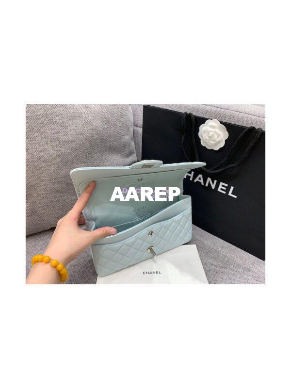 Replica Chanel CF 1112 Quilted Medium Classic Flap Bag in Grained Calfskin Light Blue 8