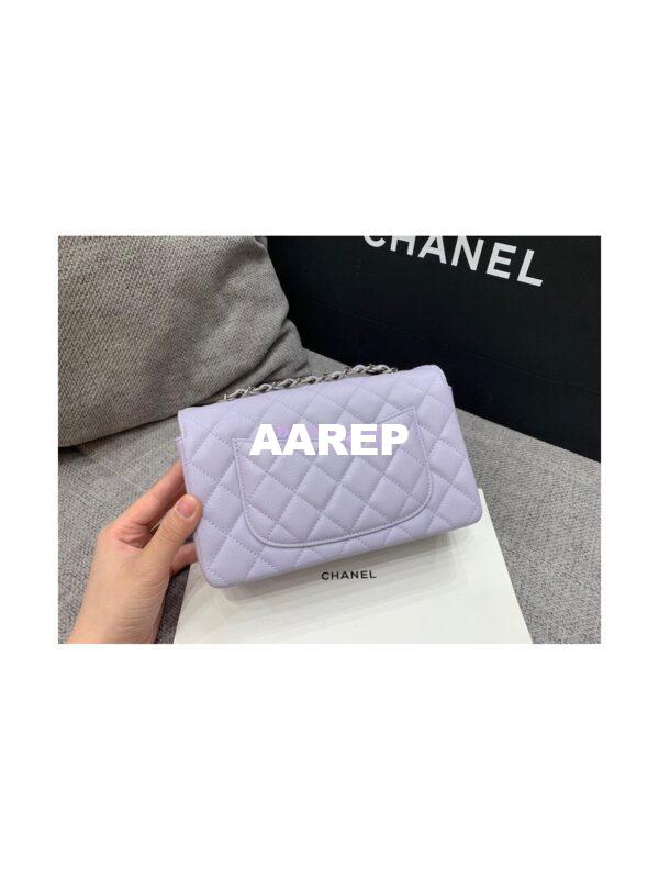 Replica Chanel Quilted Small Classic Flap 20cm Bag Tiny Grainy Caviar with Edge Stitching Light Purple 10