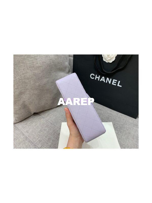 Replica Chanel Quilted Small Classic Flap 20cm Bag Tiny Grainy Caviar with Edge Stitching Light Purple 11