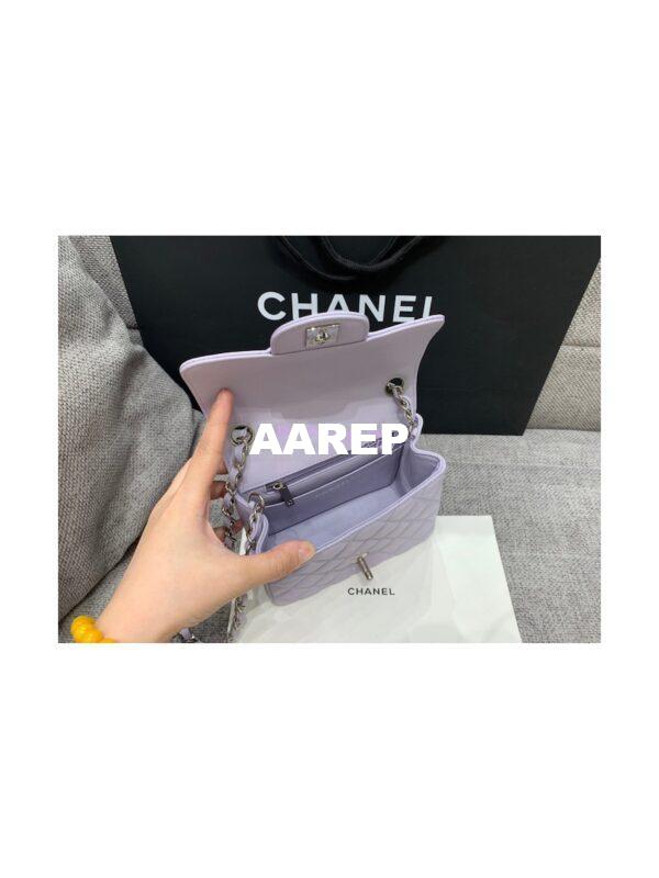 Replica Chanel Quilted Mini Classic Flap Bag Tiny Grainy Caviar with Edge Stitching Light Purple 7