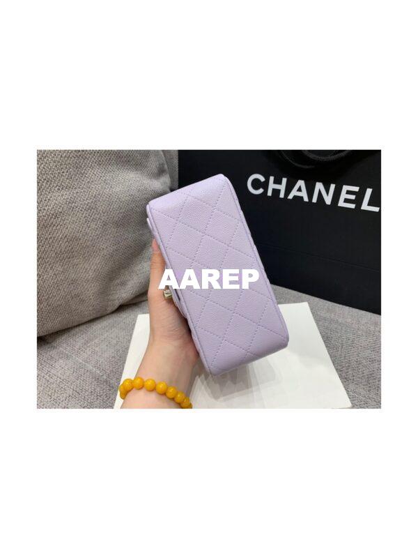 Replica Chanel Quilted Mini Classic Flap Bag Tiny Grainy Caviar with Edge Stitching Light Purple 11