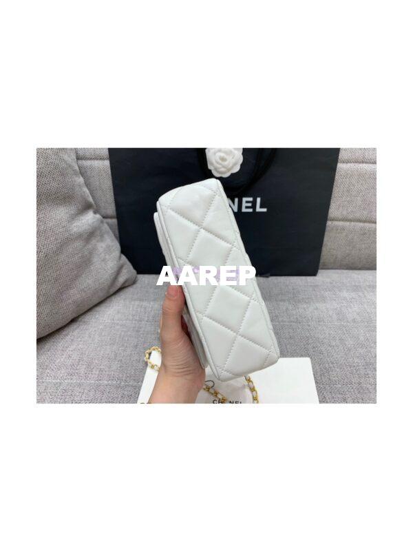 Replica Chanel Mini Flap Bag in Lambskin with Pearls Chain AS2855 White 11