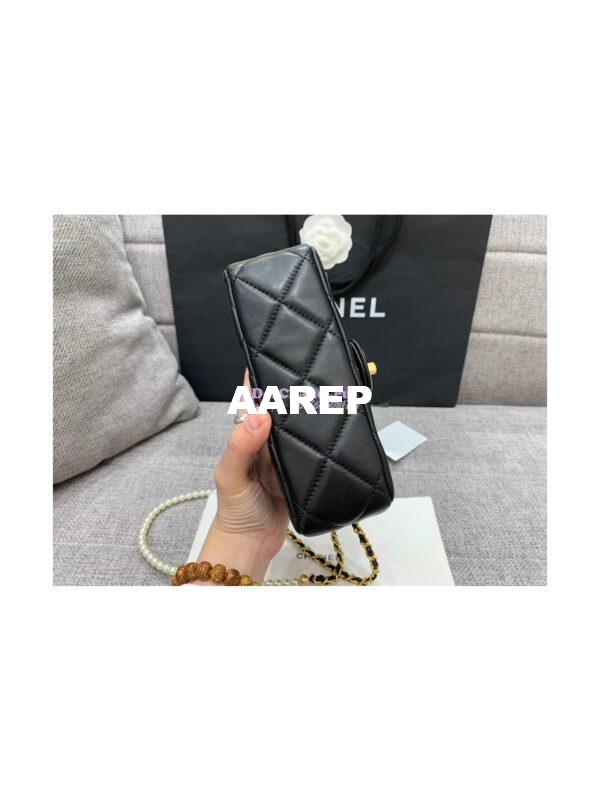 Replica Chanel Mini Flap Bag in Lambskin with Pearls Chain AS2855 Black 11