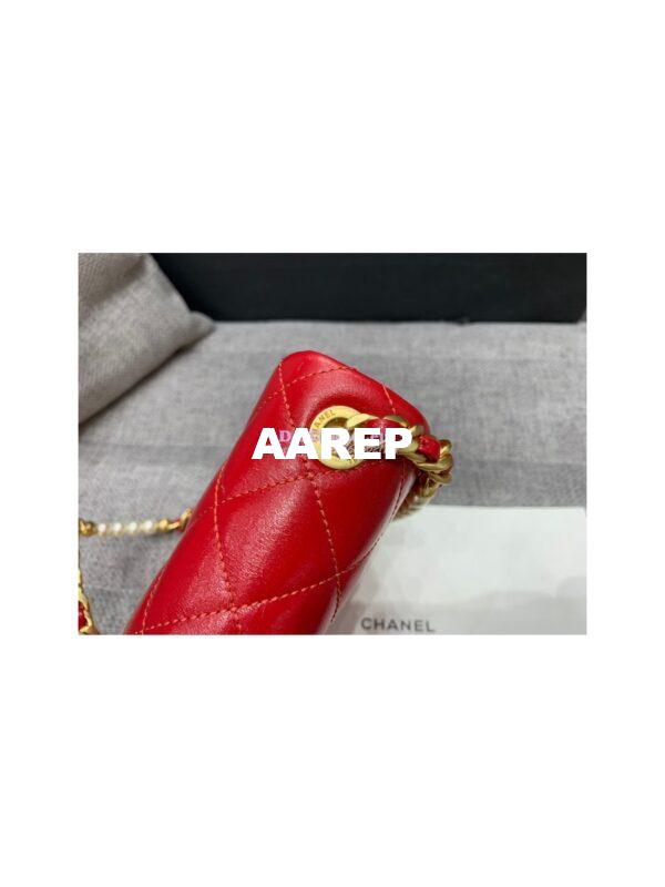 Replica Chanel Mini Pearl Flap Bag AS3000 AS3001 in Red Calfskin 9