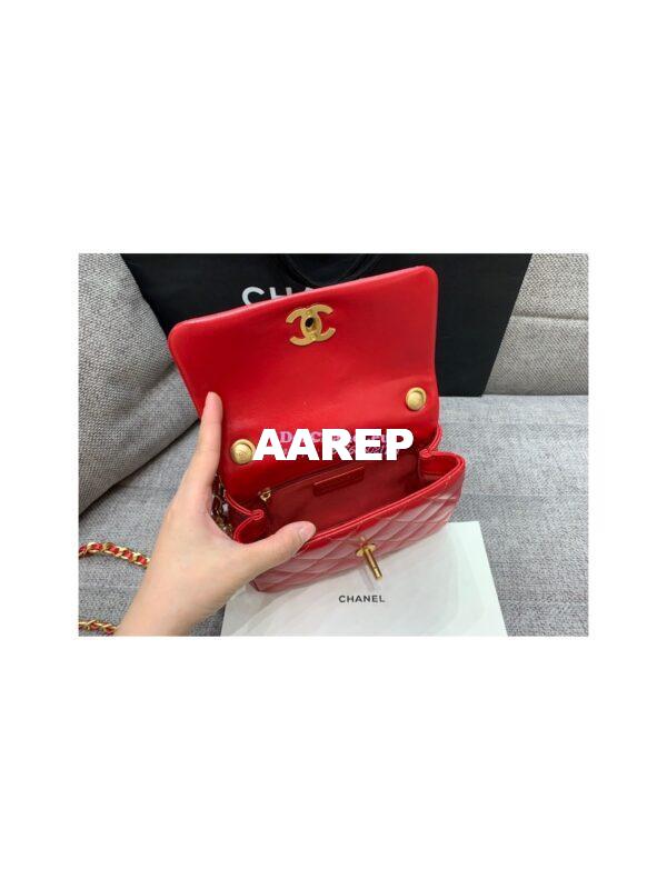 Replica Chanel Mini Pearl Flap Bag AS3000 AS3001 in Red Calfskin 10