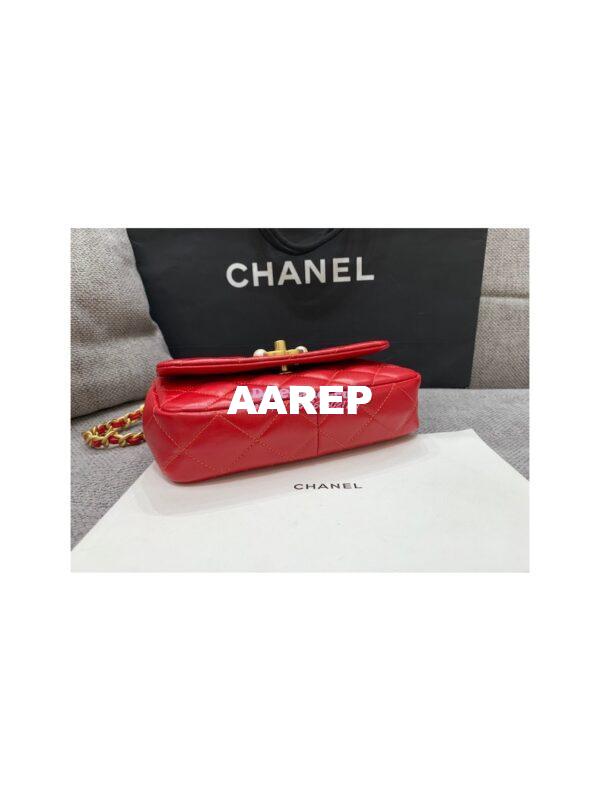 Replica Chanel Mini Pearl Flap Bag AS3000 AS3001 in Red Calfskin 12