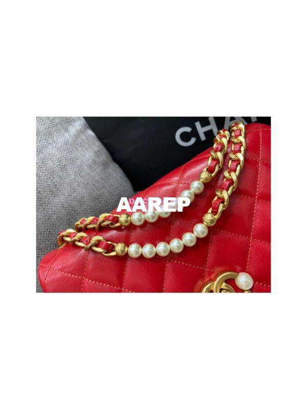 Replica Chanel Mini Pearl Flap Bag AS3000 AS3001 in Red Calfskin 16