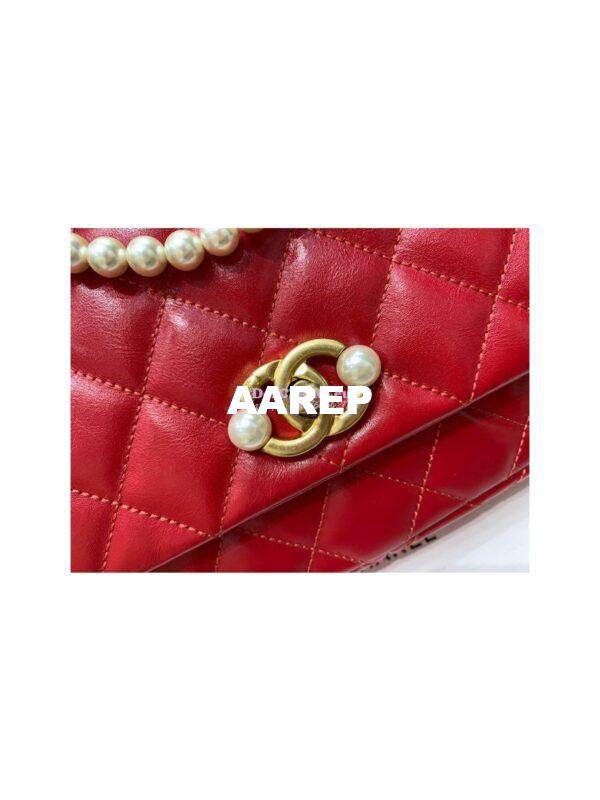 Replica Chanel Mini Pearl Flap Bag AS3000 AS3001 in Red Calfskin 17