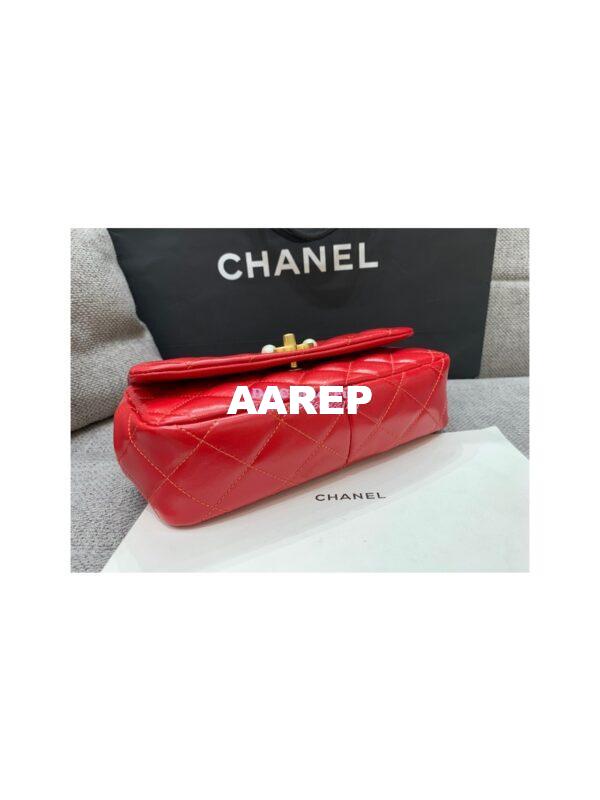 Replica Chanel Mini Pearl Flap Bag AS3000 AS3001 in Red Calfskin 20