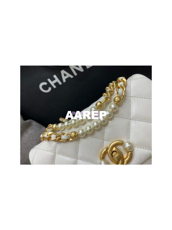 Replica Chanel Mini Pearl Flap Bag AS3000 AS3001 in White Calfskin 8