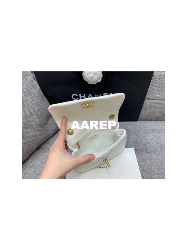 Replica Chanel Mini Pearl Flap Bag AS3000 AS3001 in White Calfskin 10