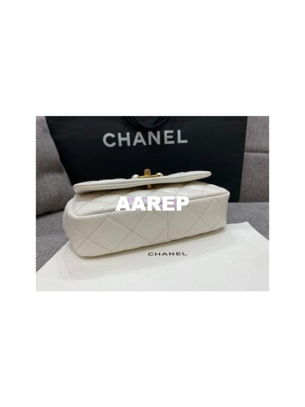 Replica Chanel Mini Pearl Flap Bag AS3000 AS3001 in White Calfskin 12