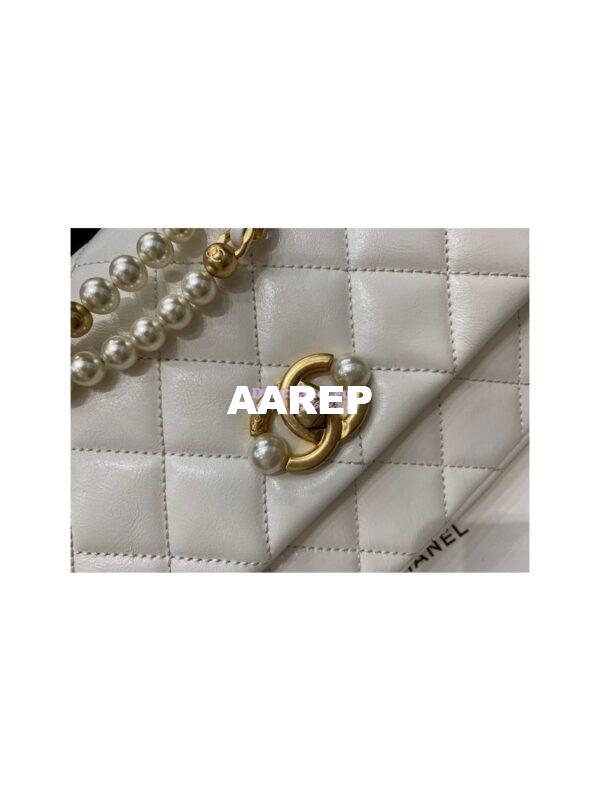 Replica Chanel Mini Pearl Flap Bag AS3000 AS3001 in White Calfskin 16