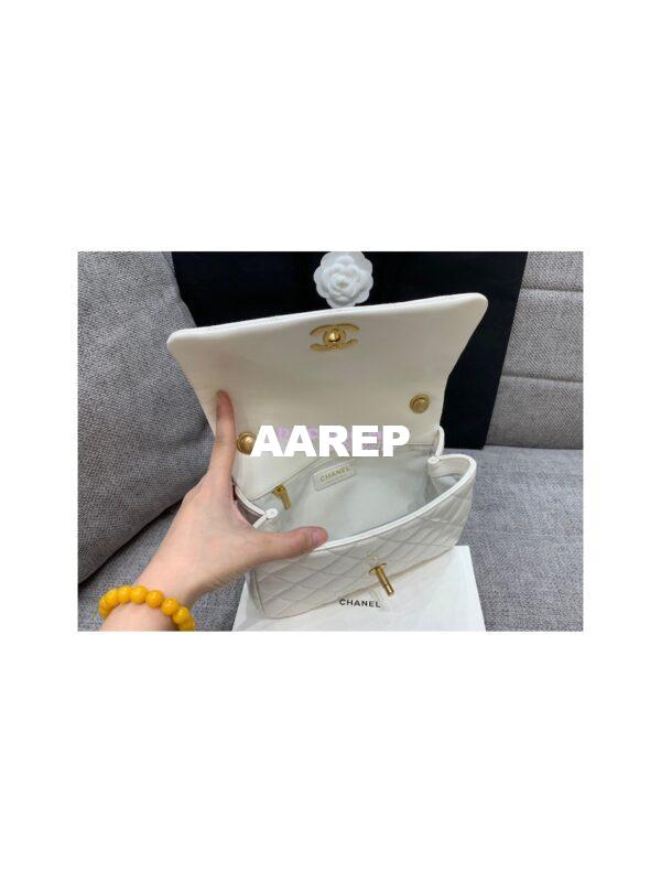 Replica Chanel Mini Pearl Flap Bag AS3000 AS3001 in White Calfskin 18