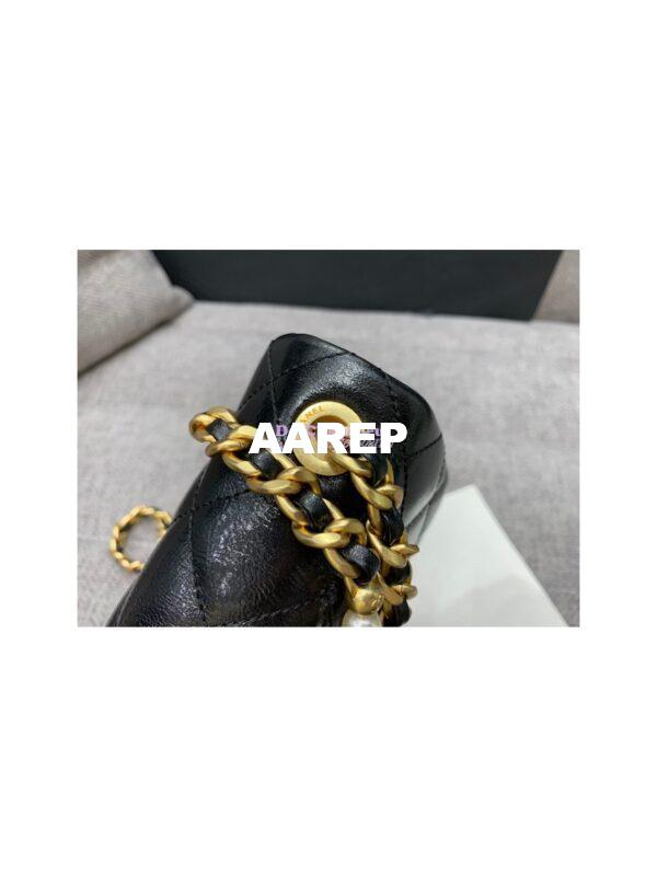 Replica Chanel Mini Pearl Flap Bag AS3000 AS3001 in Black Calfskin 7