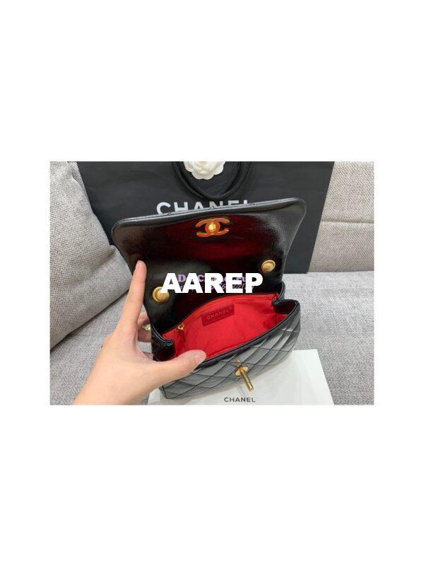 Replica Chanel Mini Pearl Flap Bag AS3000 AS3001 in Black Calfskin 9