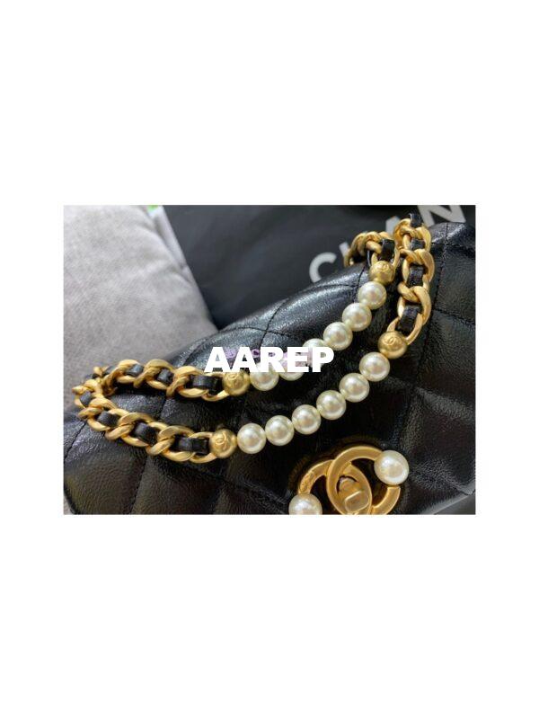 Replica Chanel Mini Pearl Flap Bag AS3000 AS3001 in Black Calfskin 12