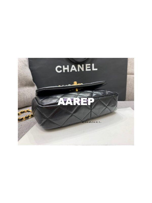 Replica Chanel Mini Pearl Flap Bag AS3000 AS3001 in Black Calfskin 18